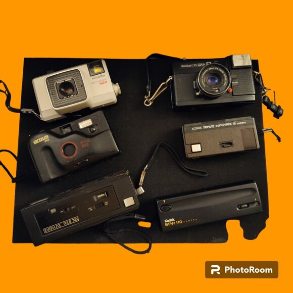 Lot of 6 Vintage cameras Minolta Kodak Konica AS IS
